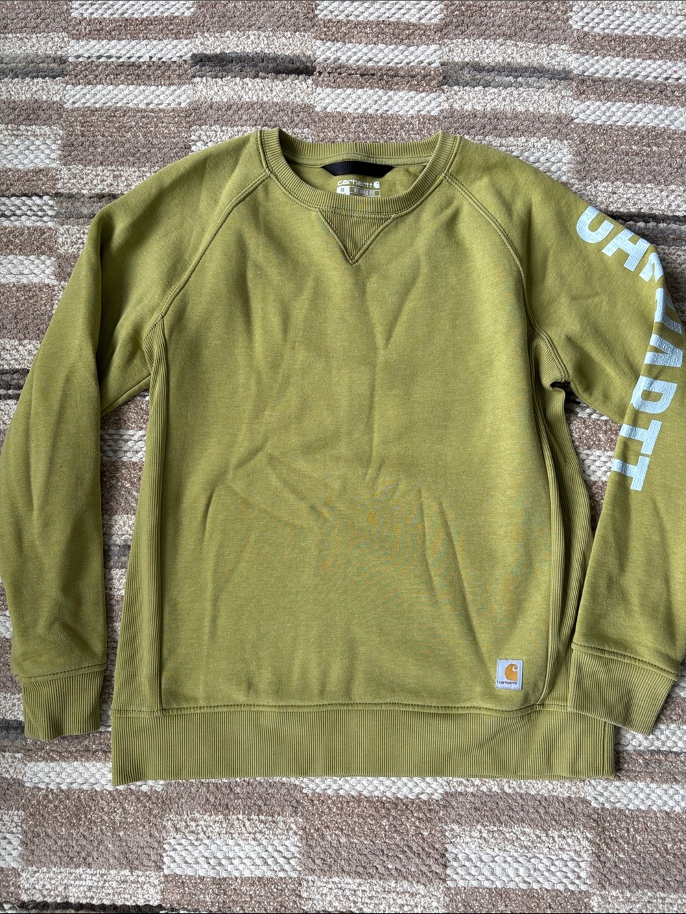 Carhartt Olive Crewneck Sweatshirt with Sleeve Logo